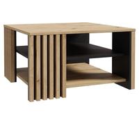 Table basse CARDIGAN - Décor chêne artisan et noir - L80 x P80 x H45 cm - Poignées en métal noir
