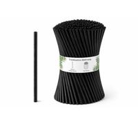 DeinPack 100 pailles réutilisables en plastique - Ø8mm longueur 240mm - Écologiques & durables - Idéales pour cocktails & boissons - Pailles noires en polypropylène (PP) de qualité premium