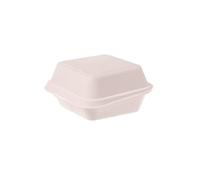 DeinPack Boîte à hamburger bio 'L' - Jetable - En canne à sucre - Biodégradable - Boîtes à hamburger - Bols à bagasse compostables - Couvercle rabattable - Boîte 'L' 15,7 x 15 x 7,8 cm I 500 x boîte à