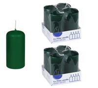 DeinPack Horeca Lot de 8 bougies piliers vert foncé Ø 4 x 8 cm Durée de combustion : environ 10 heures Bougie pilier de qualité supérieure Bougies de l'Avent pour la restauration, les hôtels, les