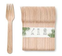 DeinPack Lot de 100 fourchettes en bois de bouleau - 16 cm - Biodégradables - Couverts jetables - Couverts en bois de bouleau