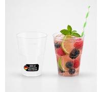 DeinPack Lot de 200 gobelets à cocktail réutilisables de 200 ml, fabriqués en Allemagne avec trait de calibrage