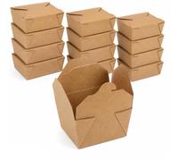 DeinPack Lot de 25 boîtes à emporter 1200 ml I Boîte alimentaire bio rectangulaire en carton kraft marron avec couvercle pliable I Boîtes jetables à emporter