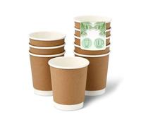 DeinPack Lot de 25 gobelets à café marron - Gobelets en carton isolés à double paroi 200 ml Ø 80 mm - Sans plastique - Matériaux durables - Gobelets jetables
