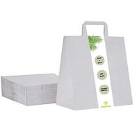 DeinPack Lot de 250 sacs en papier - 32 x 22 x 25 cm - Respectueux de l'environnement - Sacs cadeaux biodégradables et compostables - Sacs en papier blancs