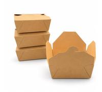 DeinPack Lot de 300 boîtes à emporter rectangulaires en carton kraft marron avec couvercle pliable 1300 ml