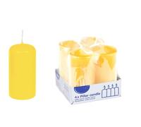DeinPack Lot de 4 bougies coniques jaunes HORECA | Ø 4 x 8 cm | Durée de combustion : environ 10 heures | Bougie conique de haute qualité | Bougies de l'Avent | pour la restauration, les hôtels, les