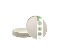 DeinPack Lot de 50 assiettes à pizza rondes en canne à sucre - Diamètre : 32,5 cm - Blanc - Assiettes de fête - Vaisselle jetable bio