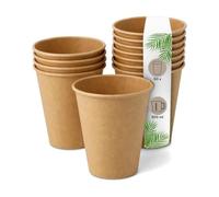 DeinPack Lot de 50 gobelets à café écologiques de 300 ml en carton marron I Gobelets de dégustation Gobelets jetables biodégradables pour café à emporter