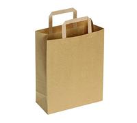 DeinPack Lot de 50 sacs en papier - 22 x 11 x 28 cm - Respectueux de l'environnement - Sacs cadeaux en papier biodégradables et compostables - Marron