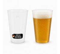 DeinPack Lot de 500 gobelets réutilisables de 400 ml fabriqués en Allemagne - Avec trait de repère - Réutilisables - Transparent en polypropylène - 0,4 l - Gobelets à bière - Gobelets de fête