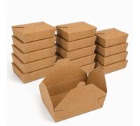 DeinPack Speise Box Take Away I Boîte à repas bio avec couvercle pliable 1600 ml I Boîte en carton rectangulaire I Boîte en carton kraft marron compostable I Jetable to Go Boîtes 50 pièces