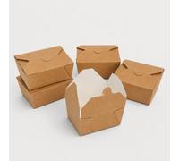 DeinPack Take Away Box I Boîte alimentaire bio avec couvercle pliable 750 ml I Boîte en carton rectangulaire I Boîte en carton kraft marron compostable I Boîtes jetables à emporter 450 pièces