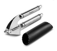 Deiss PRO Presse-Ail Inox Professionnel et Éplucheur d'Ail en Silicone - Épluche et écrase ail en quelques secondes - Extrêmement facile à nettoyer - Acier Inoxydable