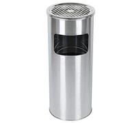 Dejaoo Bacs à ordures de cuisine 30L,Cendrier Vertical,Cendrier avec Seau Intérieur,pour Extérieuret Intérieur, Jardin et Hôtel,Bâtiments de Bureau-25 * 25 * 60cm-Argent-1PC