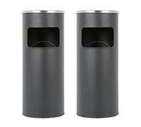 Dejaoo Poubelle Extérieure sur Pied, 30L, Noir, 2PC - Bac à Ordures de Cuisine avec Seau Intérieur Disponible pour Cigarettes et Poussière Extérieure - 25 * 25 * 60cm