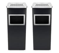 Dejaoo Poubelle sur pied en acier inoxydable de qualité supérieure pour restaurant, jardin, pub, club, extérieur et intérieur, Bacs à ordures de cuisine-Noir (2 PC) 24 * 24 * 60cm-35L