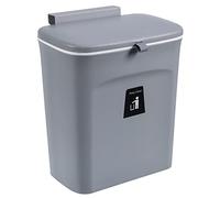 Dejaoo Poubelle Suspendue Cuisine avec Couvercle, Murale pour Cuisine et Camping-Car, Suspendu pour Portes d'Armoires et Placard, Salle de Bain, 29.5 x 16 x 26cm (Gris, 1PC)