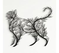 Dekadron Décoration murale en métal, arbre et chat, décoration d'intérieur, panneau mural, décoration murale en métal,(100 x 86 cm)