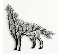 Dekadron Décoration murale en métal, loup d'arbre, décoration de la maison, panneau mural, art mural en métal, (*100 x 95 cm)