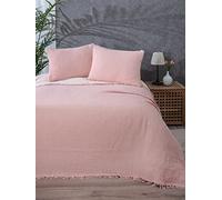 Dekadron Jeté de lit 100% Mousseline de Coton, 4 Couches, en Mousseline de Coton Turc Douce, réversible, Rose poudré (lit Simple 160 x 230 cm)