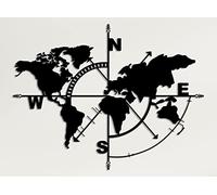 Dekadron Metal World Map - Carte du Monde en Métal Décoration Murale pour Maison Bureau Salon (98x75cm)