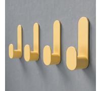DEKAZIA® 4 Crochets Adhésifs Pale Banana Jaune Inox, Porte-Serviette | patère murale sans percer, autocollant extra fort, accroche torchon, peignoir, vêtements, cuisine & bain