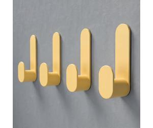 DEKAZIA® 4 Crochets Adhésifs Pale Banana Jaune Inox, Porte-Serviette | patère murale sans percer, autocollant extra fort, accroche torchon, peignoir, vêtements, cuisine & bain
