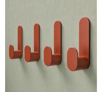 DEKAZIA® 4 Crochets Adhésifs Terracotta Rouge Inox, Porte-Serviette | patère murale sans percer, autocollant extra fort, accroche torchon, peignoir, vêtements, cuisine & bain