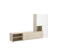 DEKIT GRUPO RIMOBEL KEI Salon TV Compact avec 3 Portes Blanc/Naturel 140,6 x 227 x 40 cm