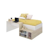 DEKIT Grupo RIMOBEL KRIC Bureau, mélamine, chêne Naturel et Blanc, lit Simple