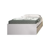 DEKIT GRUPO RIMOBEL Lago - Cerceau de lit 90 x 190 cm avec Deux tiroirs - Blanc/Naturel - 40,3 x 95,8 x 194,8 cm