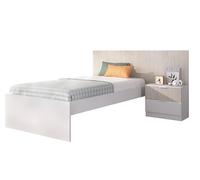 DEKIT GRUPO RIMOBEL Lit gigogne, Mélamine, Blanc/lissé, 106 x 146 x 194,8