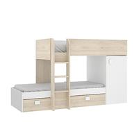 DEKIT Grupo RIMOBEL Move Lit Superposé, Mélamine, Blanc, Double