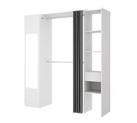 DEKIT Grupo RIMOBEL Suit - Armoire Dressing avec Miroir, tiroir et Rideau - Blanc - 205 x 176 x 50 cm
