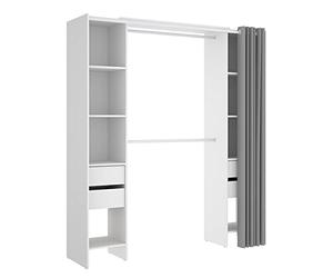 DEKIT GRUPO RIMOBEL Suit - Dressing avec étagères et tiroirs avec rideau - Blanc - 205 x 50 x 177,5 cm