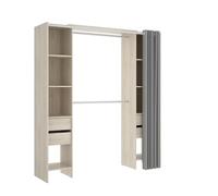 DEKIT GRUPO RIMOBEL Suit - Dressing avec étagères et tiroirs avec rideau - Naturel - 205 x 50 x 177,5 cm