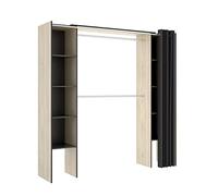 DEKIT Grupo RIMOBEL Suit - Dressing Ouvert avec étagères réglables avec Rideau - Naturel/Graphite - 205 x 50 x 177,5 cm