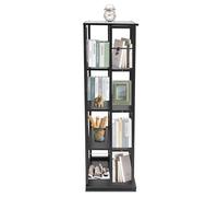 Dekltus Bibliothèque rotative à 360° - 4 niveaux - Pour chambre à coucher, salon, bureau, bureau - 40 x 40 x 134 cm (noir)