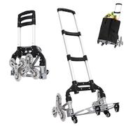 Dekltus Chariot d'escalier pliable jusqu'à 70 kg, poignée extensible 67-106 cm, chariot d'escalier avec 6 roues en caoutchouc et quatre roues pivotantes à 360°, diable en aluminium