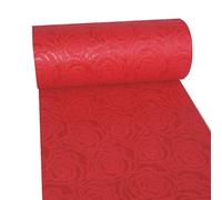 Deko AS GmbH Chemin de Table décoratif Dekoflor - Design Unique de Roses (imperméable, Effet Lotus, Surface veloutée, Rouleau de 5 m, Largeur 30 cm, 100% Nylon) - Rouge