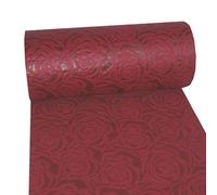Deko AS GmbH Chemin de Table Dekoflor - Décoration de Table - Design Unique de Roses (imperméable, Effet Lotus, Surface veloutée, Rouleau de 5 m, Largeur de 30 cm, 100% Nylon), Bordeaux