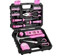 DEKO Boîte à Outils Complète 42 Pièces, Mallette Outils Bricolage, Cadeaux pour Maison, Bureau et Voiture, pour Entretien Quotidien, Rose