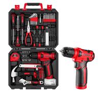 DEKO Caisse a Outil avec Perceuse Visseuse Multifonction Sans Fil 8V, 126 Pièces Malette Outils complete, Ensemble d'Outils avec Perceusepour Réparation, Entretien et Travail