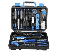 DEKO Caisse a Outils 100 Pièces de Réparation à Domicile, Malette à Outils Bleu de Mménage Général avec Rangement pour Boîte à Outils en Plastique