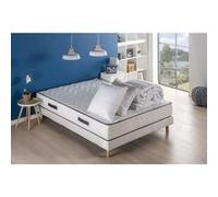 DEKO DREAM Relax Pack pret a dormir - Matelas + Sommier 140x190 cm + Couette + 2 Oreillers G