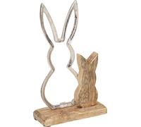 Deko-Hase Bois Métal Décoration de table Pâques Printemps 22cm 2er Set