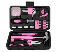DEKO Mallette à Outils 94 Pièces, Caisse à Outil Complete Bricolage Rose avec Clé, Pince, Marteau à Panne Fendue, Ensemble d'outils pour Cadeaux, Maison, Bureau et Entretien Quotidien