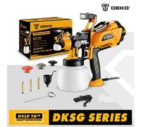 DEKO-Pistolet pulvérisateur électrique HVLP avec lumière LED et 3 buses, pulvérisateur de peinture haute puissance, grande capacité, 1200ml, bricolage à la maison DKSG60K1-GS