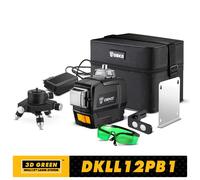 DEKO-Trépied de mesure injuste, niveau laser, outils de construction professionnels, 12 lignes vertes, auto-nivelant, série DKLL12, 360 4D DKLL12PB1 SET1